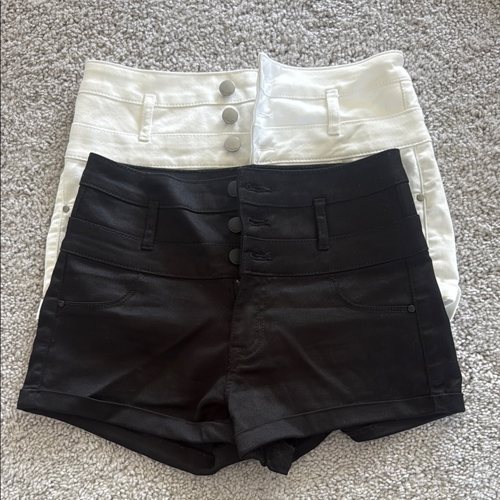 Set of 2 Refuge Black and White Women's High Rise Shorts
